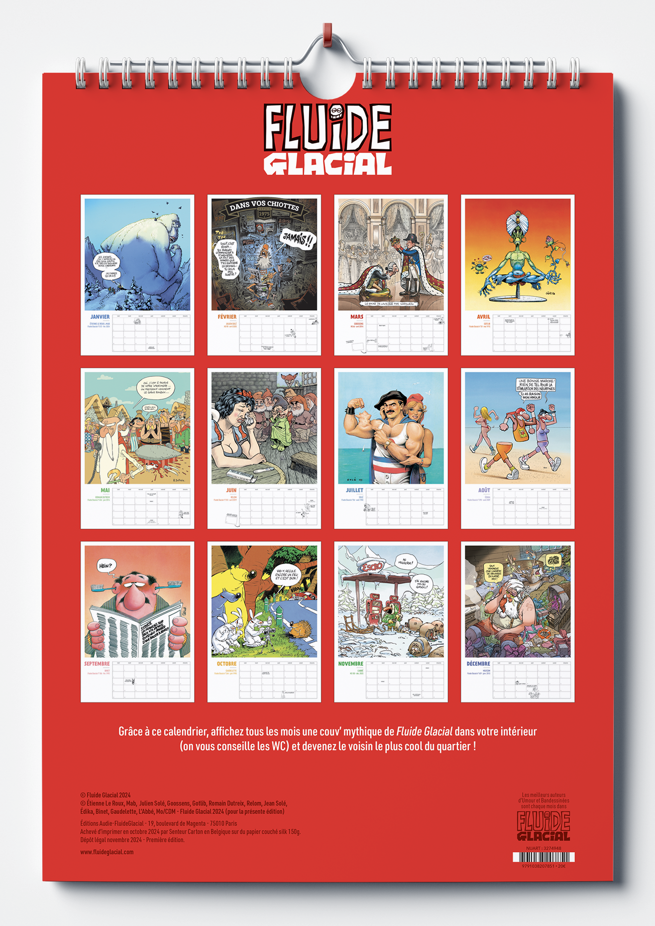 Calendrier 2025 des Couvertures Fluide Glacial