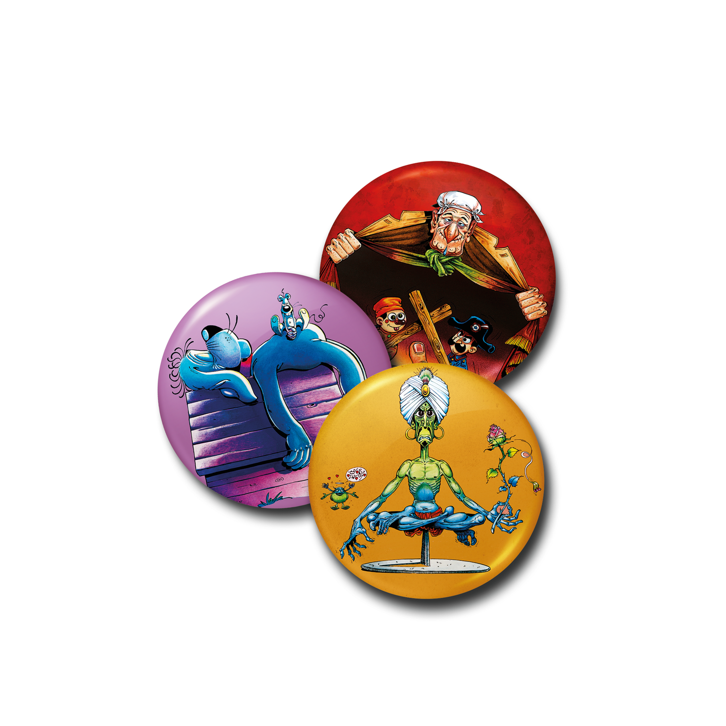 Lot de 3 badges Gotlib